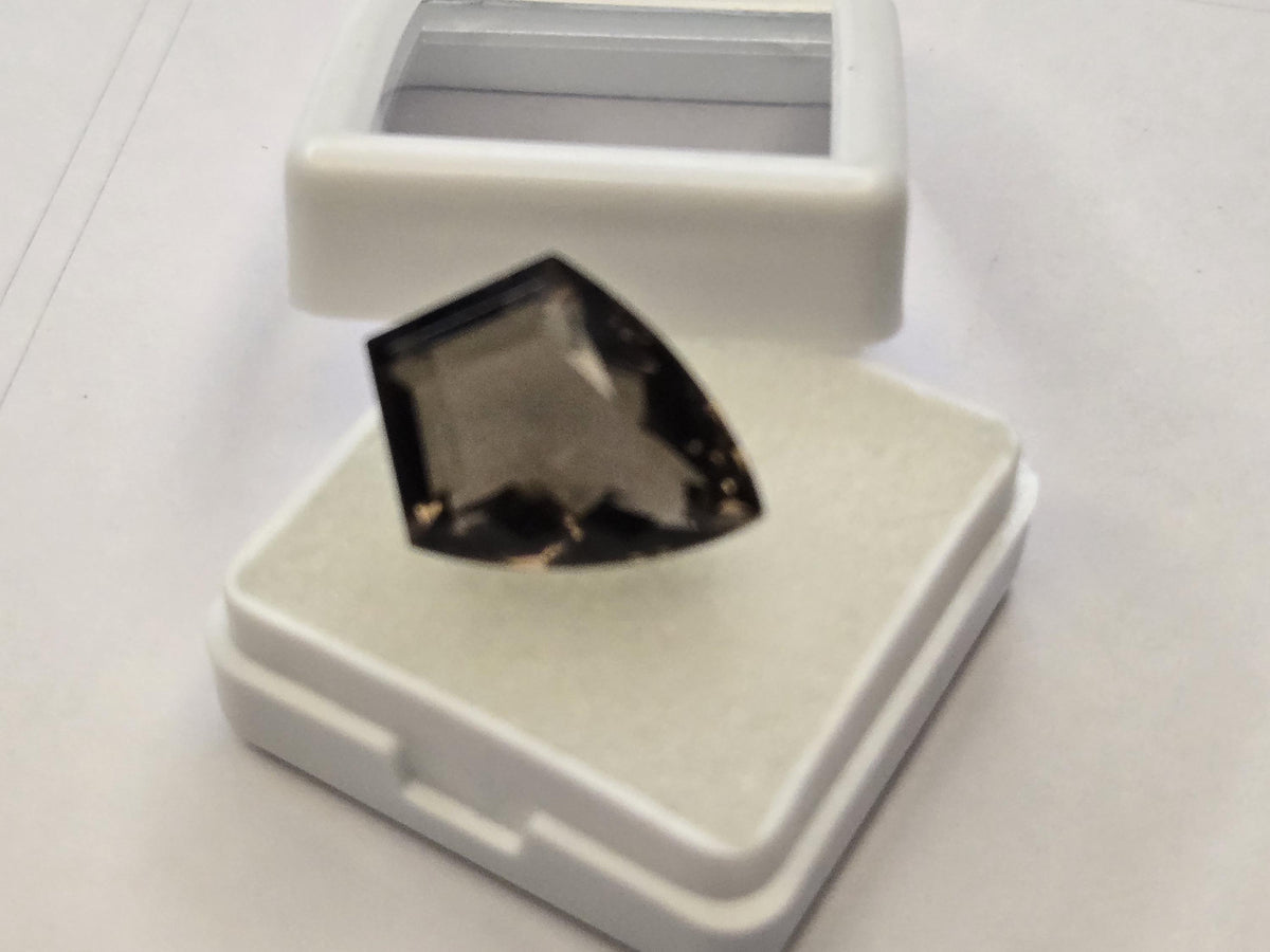 Certified Smoky Black Quartz Gemstone, 13-14 Ct Fancy Cut, Lab Created Loose Stone (Brazil)