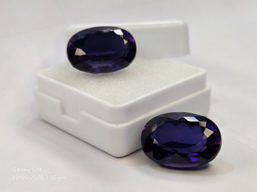 Oval Blue Tanzanite Pair 28-29 Cts Natural Certified Loose Gemstones Jewelry Making Gift