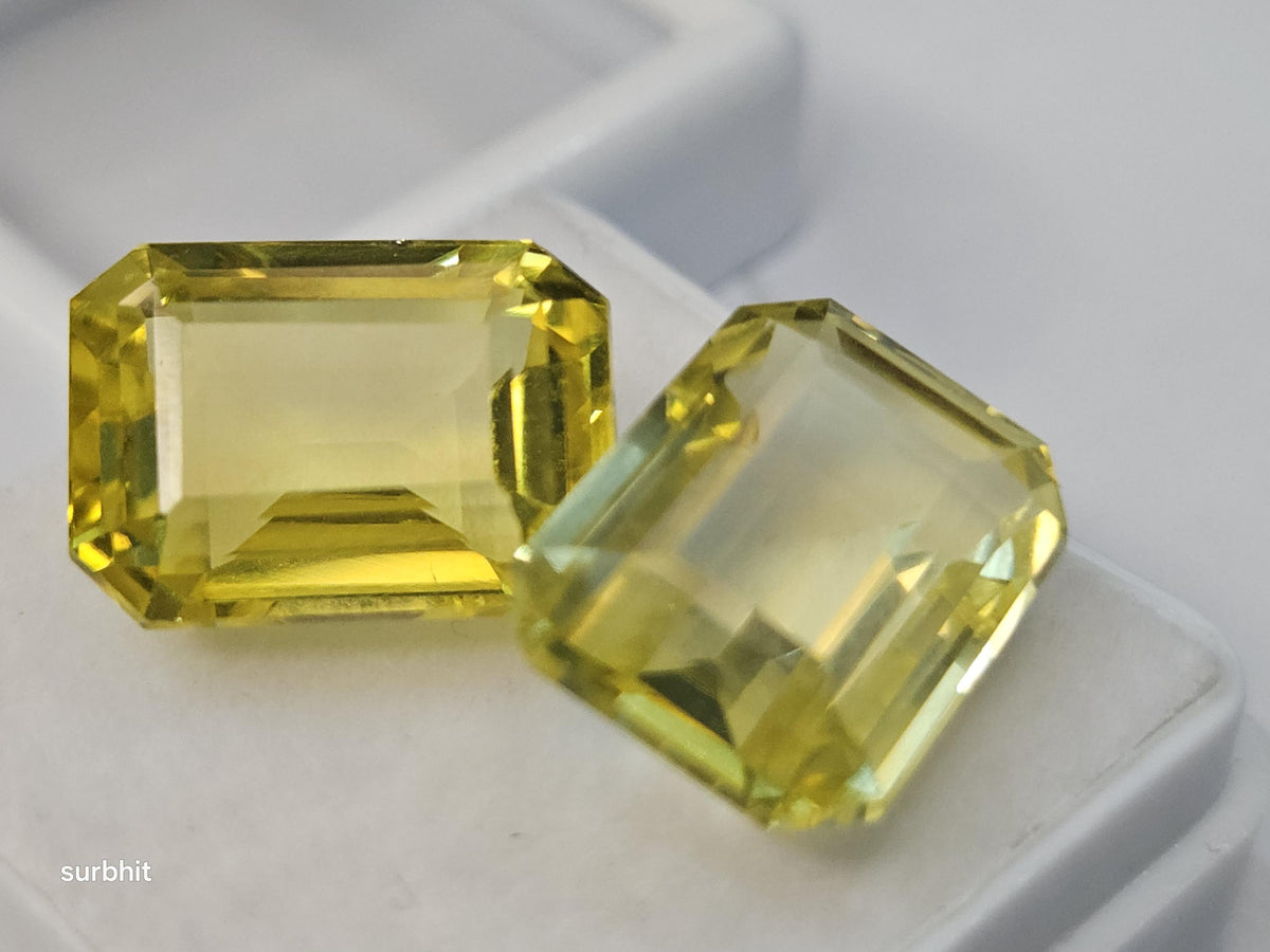 Certified Ceylon Yellow Sapphire Pair – Emerald Cut Loose Gemstones for Jewelry Making