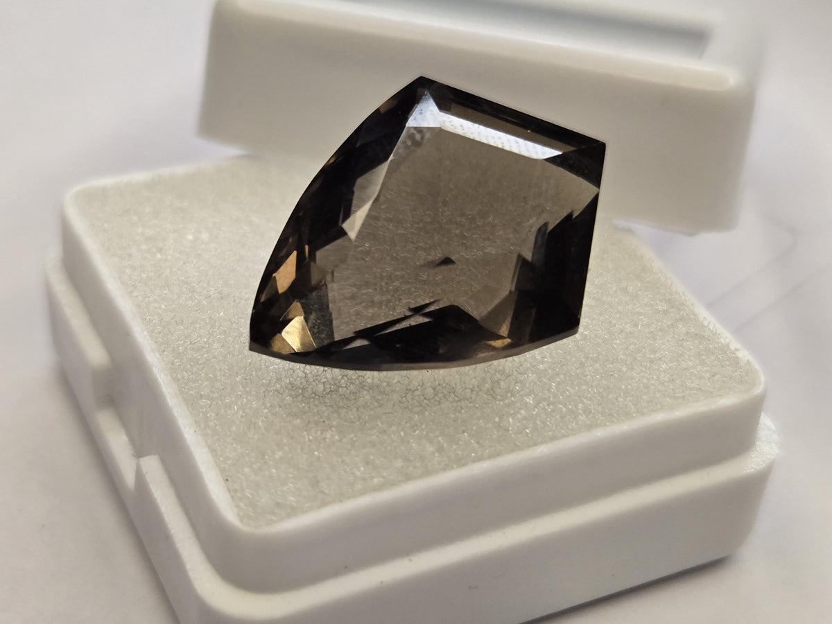 Certified Smoky Black Quartz Gemstone, 13-14 Ct Fancy Cut, Lab Created Loose Stone (Brazil)