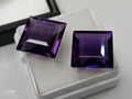 Lab Created Amethyst Princess Cut Gemstones Pair, Purple Loose Stone for Jewelry Making