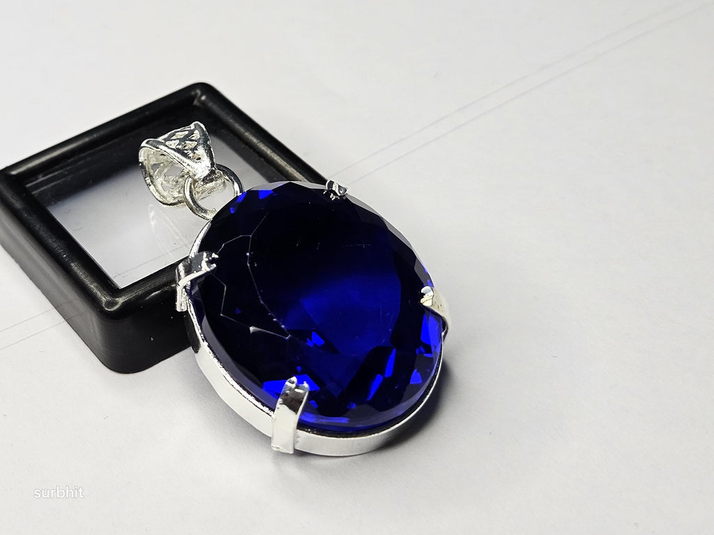 Blue Topaz Oval Cut Pendant, 73-74 Ct Brazilian Gemstone