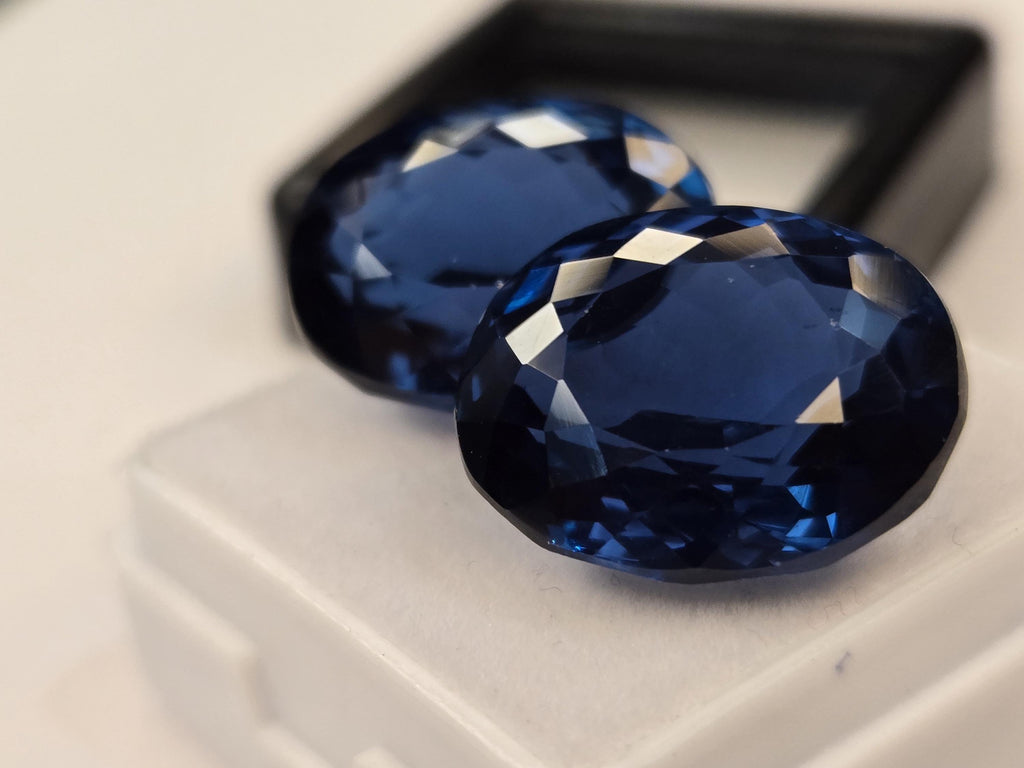 Teal Blue Tourmaline Pair Oval Cut Gemstones, Matching Pair for Jewelry Making