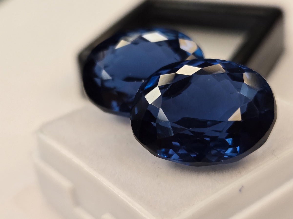 Teal Blue Tourmaline Pair Oval Cut Gemstones, Matching Pair for Jewelry Making