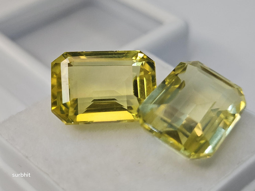 Certified Ceylon Yellow Sapphire Pair – Emerald Cut Loose Gemstones for Jewelry Making