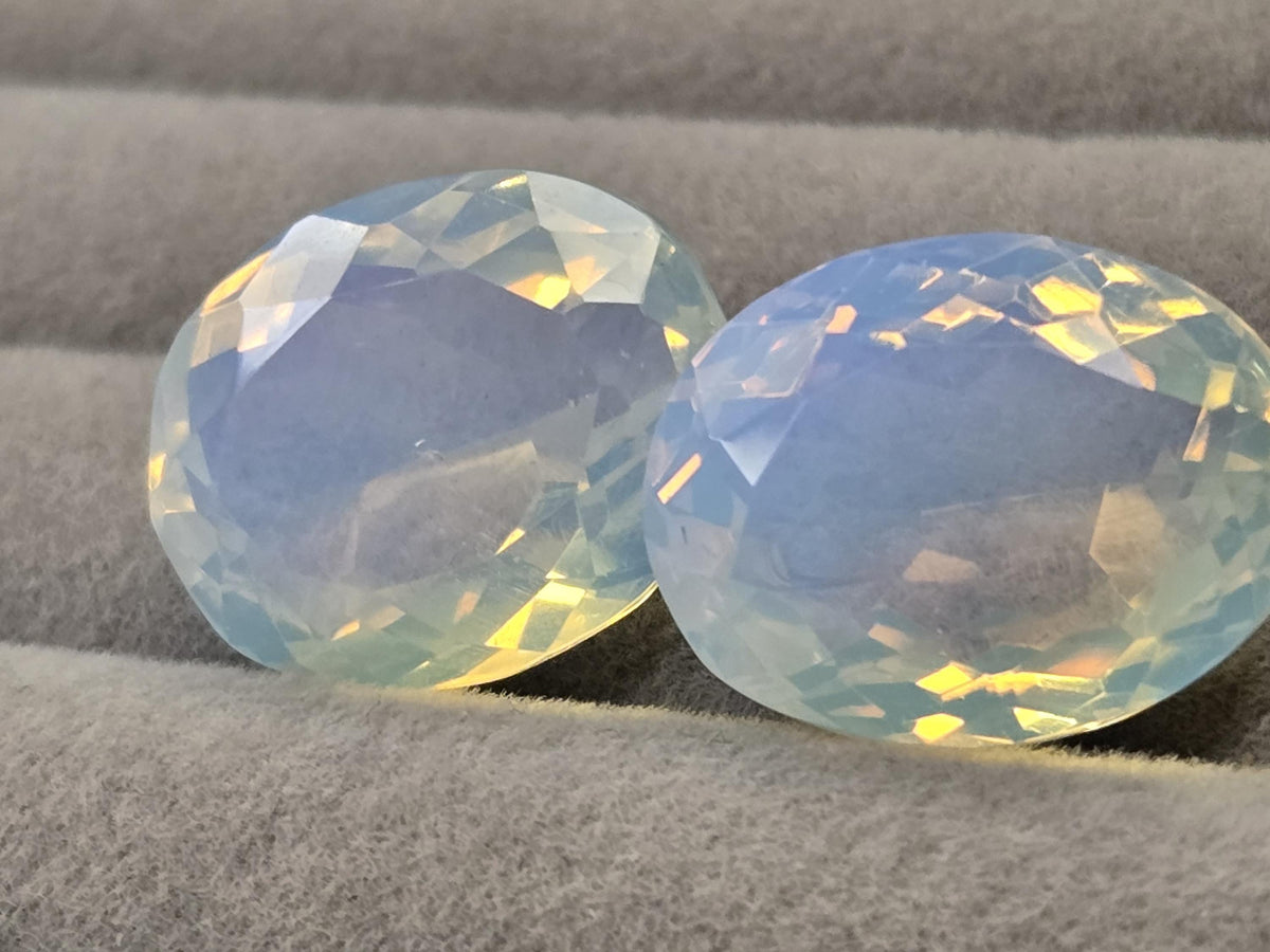 Welo Opal Pair, Australian Oval Gemstones, Jewelry Making (33-35 Ct Total)