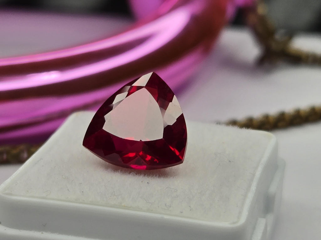 Natural Mozambique Ruby 7–8 Ct Trillion Cut Loose Gemstone for Rings, Pendants & Jewelry Making