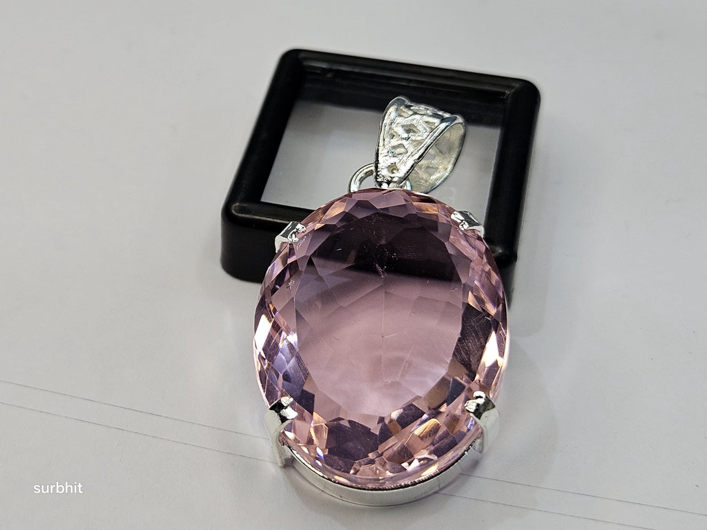 Certified Lab-Created Flawless Pink Pendant Topaz Oval Cut 70+ Ct Natural Loose Gemstone