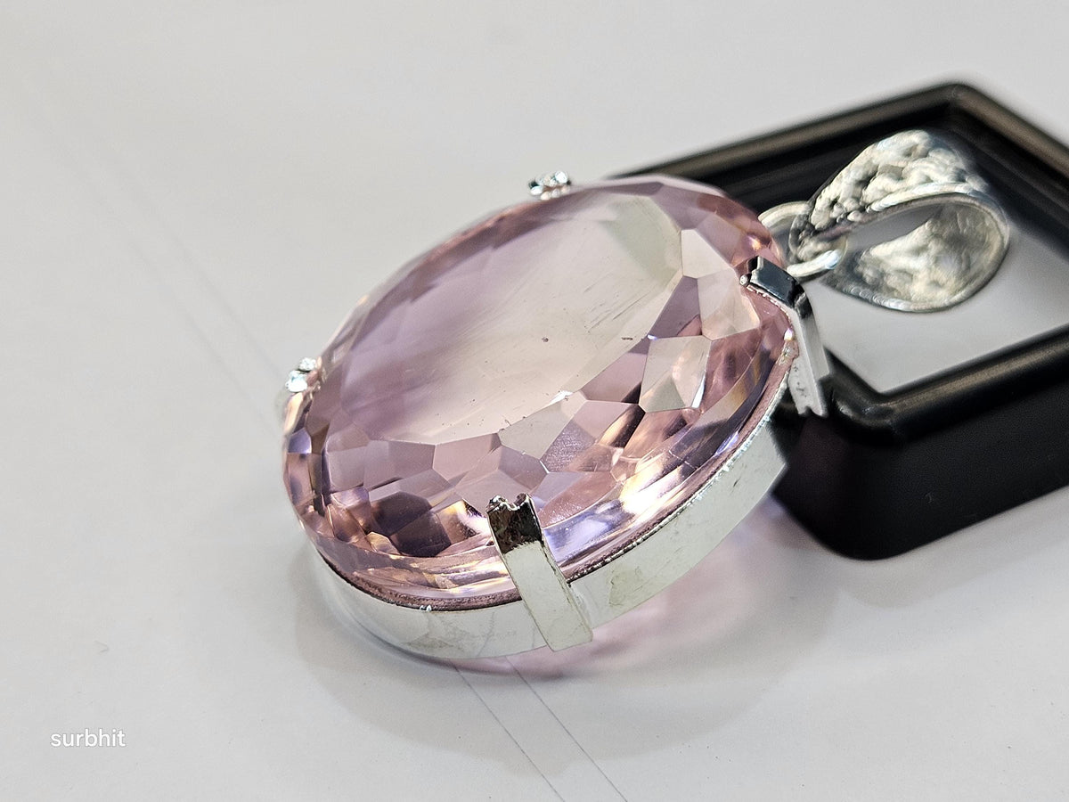 Certified Lab-Created Flawless Pink Pendant Topaz Oval Cut 75+ Ct Natural Loose Gemstone