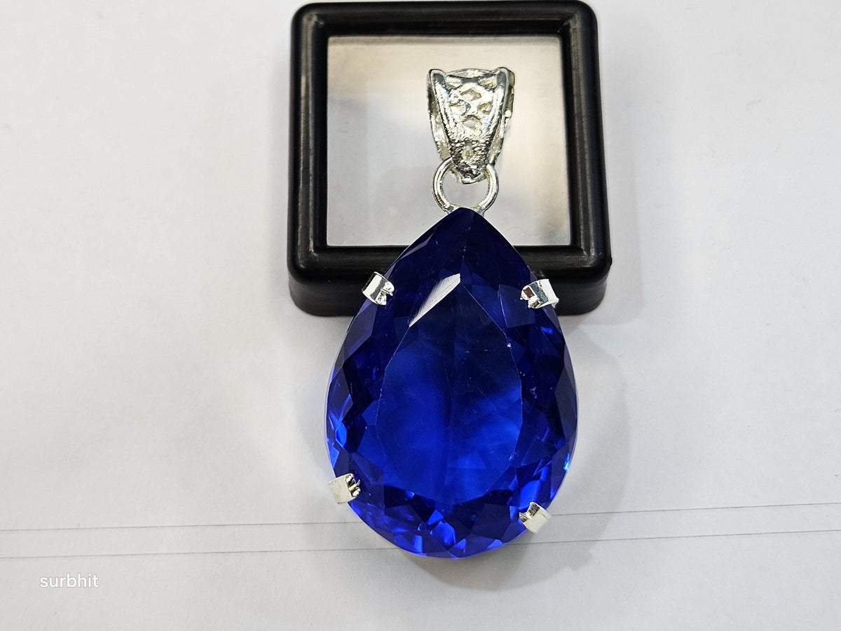 Blue Topaz Pear Cut Pendant, 73-74 Ct Brazilian Gemstone