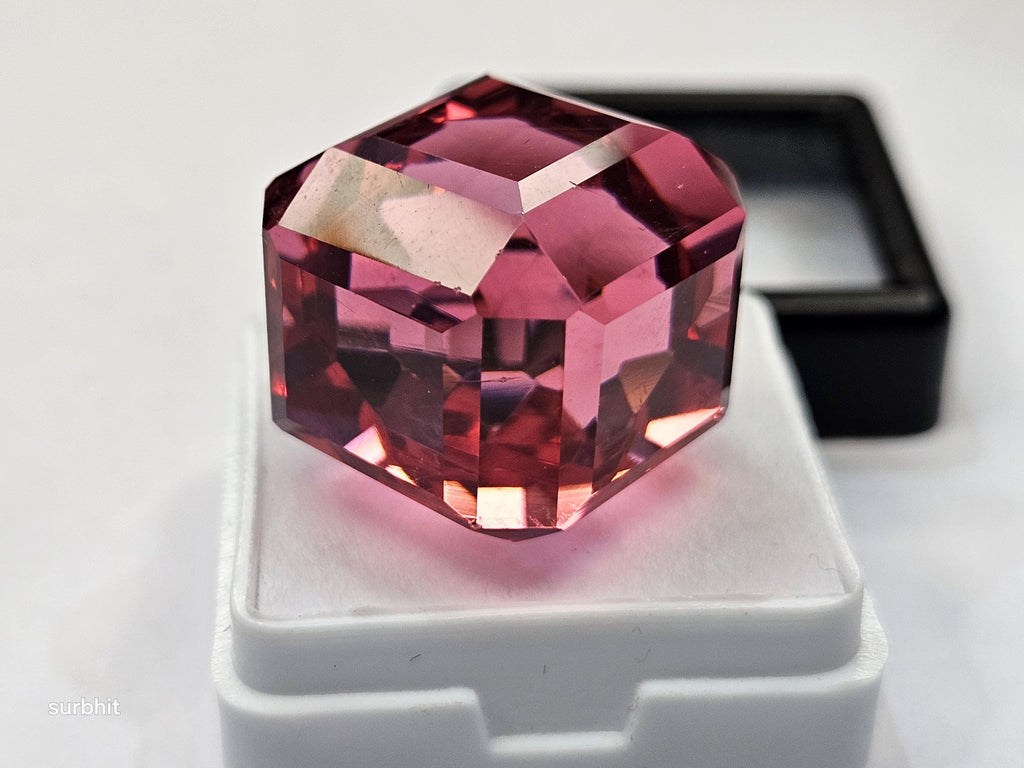 Pink Topaz Cube Cut Gemstone, 65-66 Cts Loose Stone