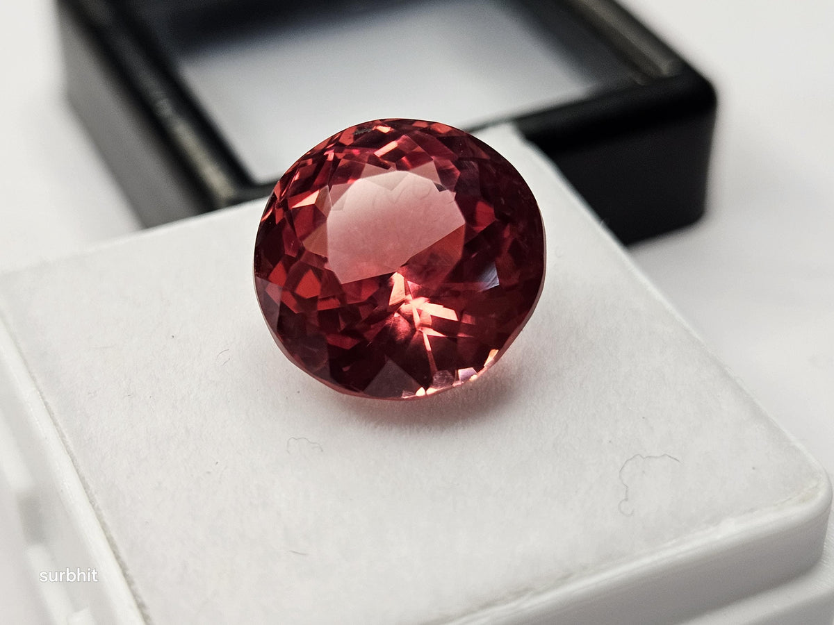 Padparadscha Sapphire Gemstone, 9-10 Ct Round Cut, Loose Certified Stone