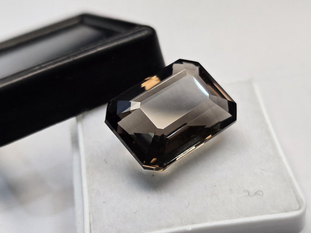Smoky Black Quartz Emerald Cut Gemstone for Jewelry Making