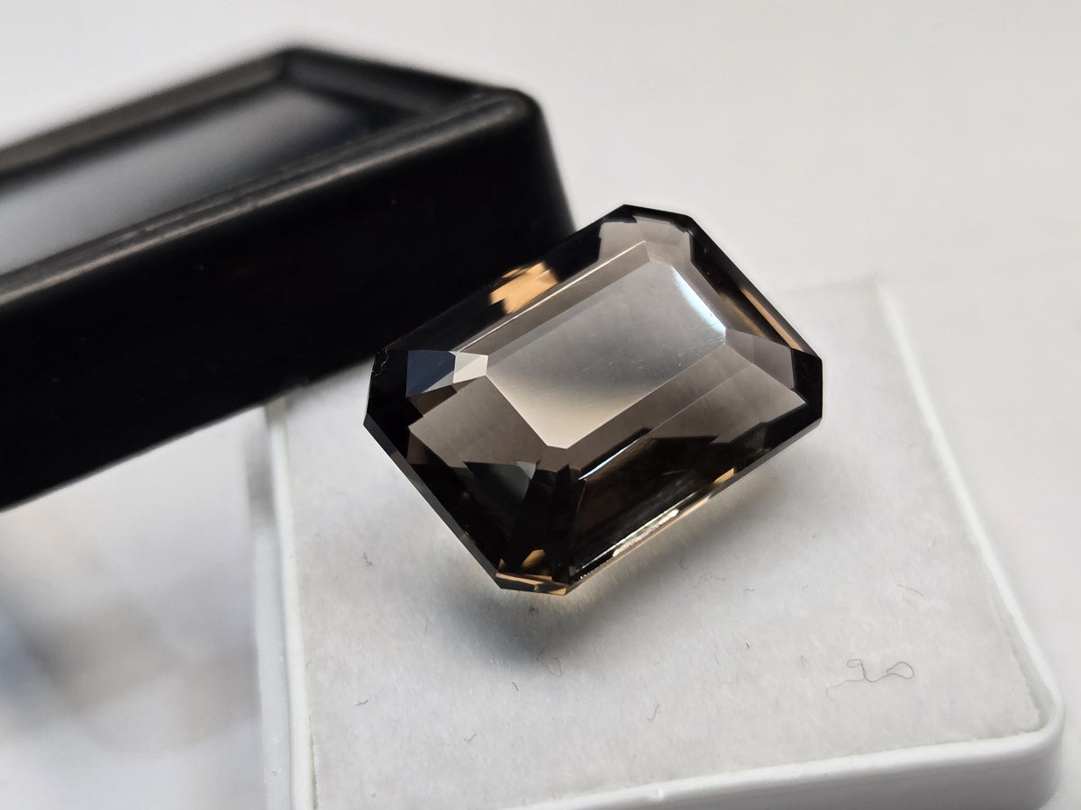 Smoky Black Quartz Emerald Cut Gemstone for Jewelry Making