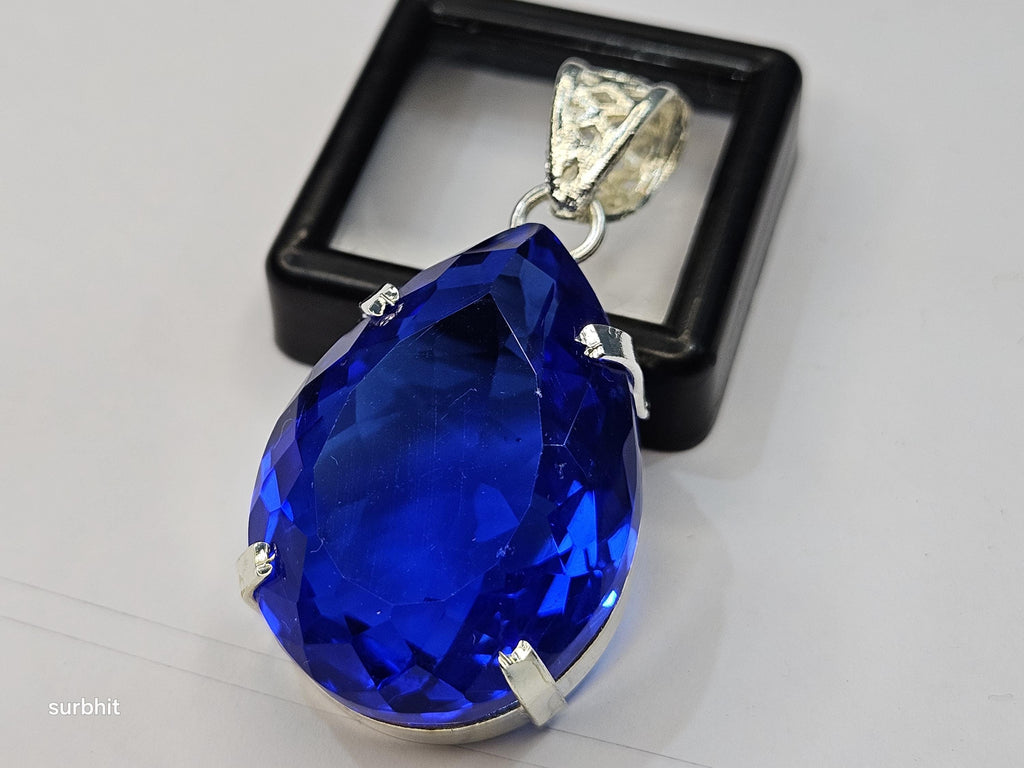 Blue Topaz Pear Cut Pendant, 73-74 Ct Brazilian Gemstone