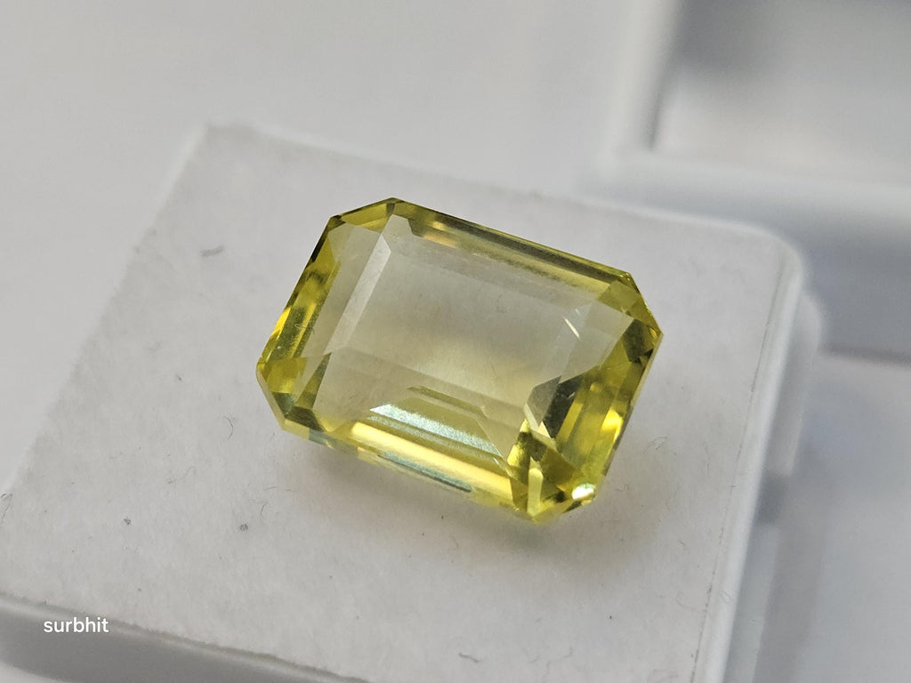 Natural Certified Ceylon Yellow Sapphire Emerald Cut 10-11 Ct Loose Gemstone