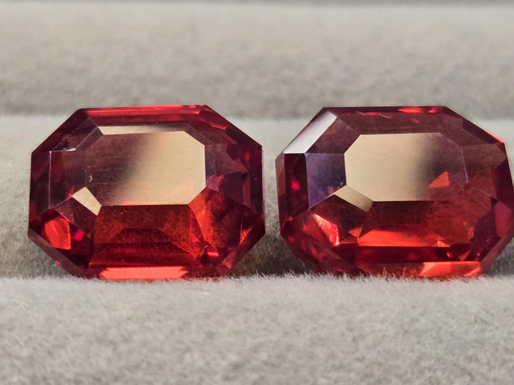 Natural Orange Topaz Pair Emerald Cut Gemstones – Certified Loose Matching Gems