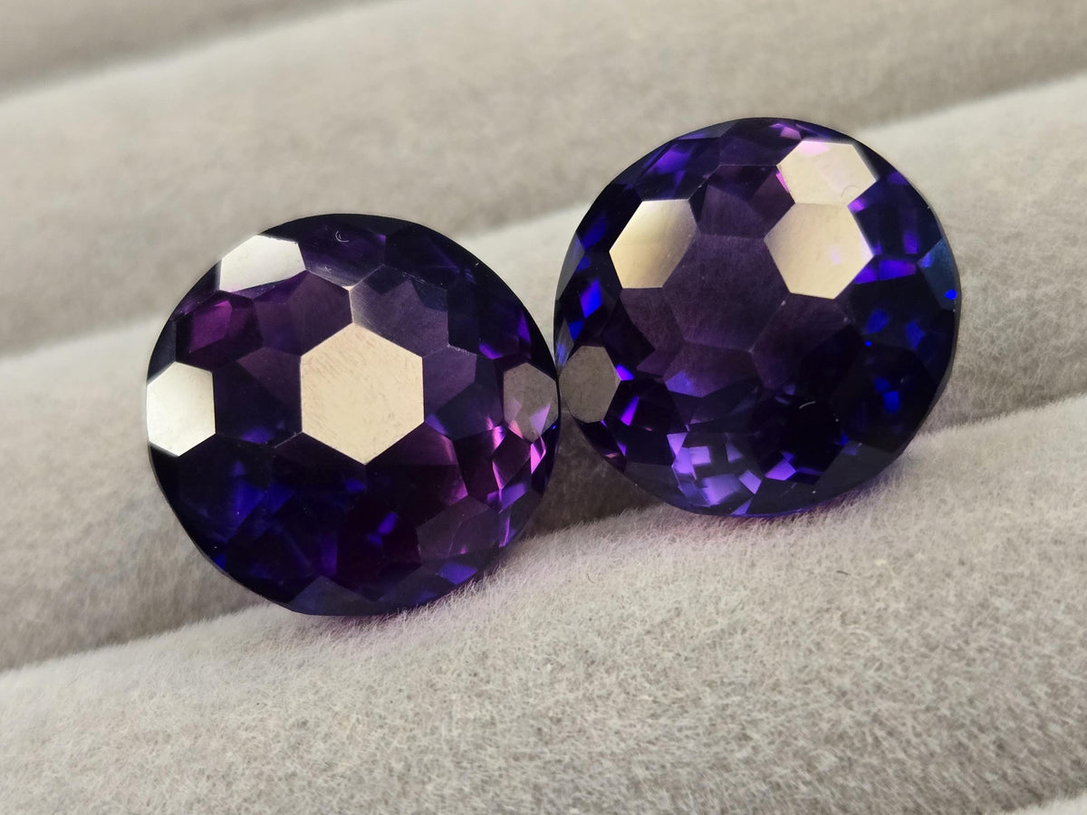 Certified Blue Tanzanite Gemstone Pair, Football Cut 33-35 ct, Tanzania Origin