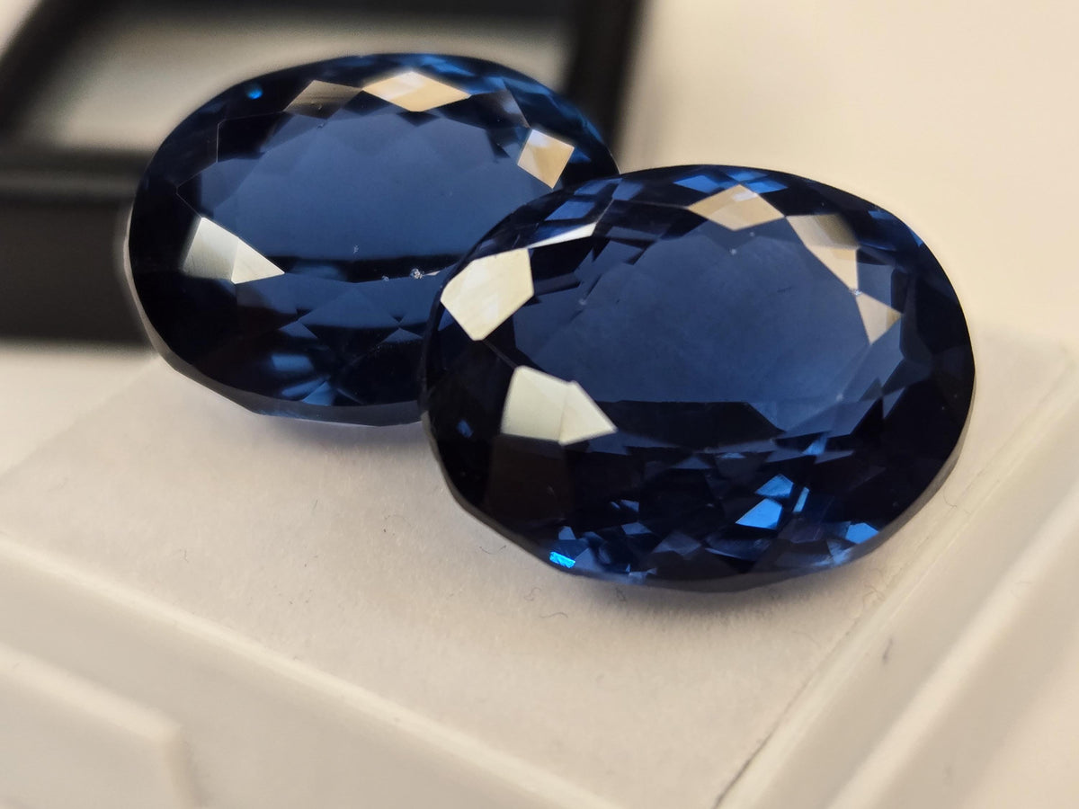 Teal Blue Tourmaline Pair Oval Cut Gemstones, Matching Pair for Jewelry Making