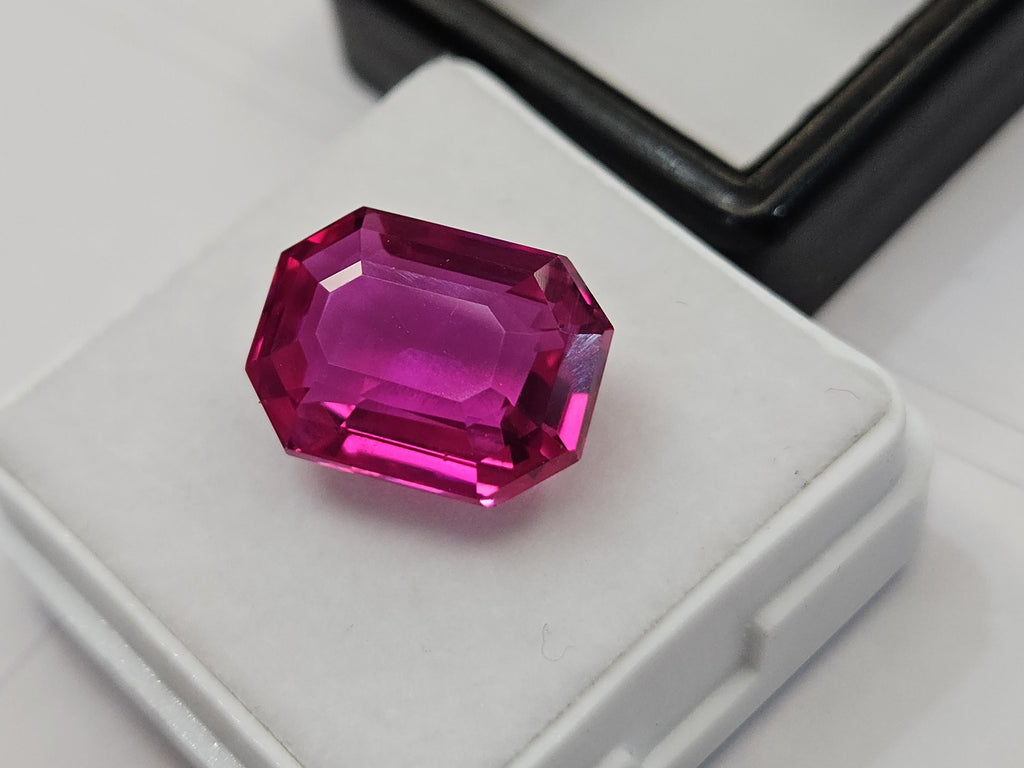 Certified Dark Pink Sapphire Emerald Cut Gemstone, 9-10 Ct Loose Stone for Rings, Pendants
