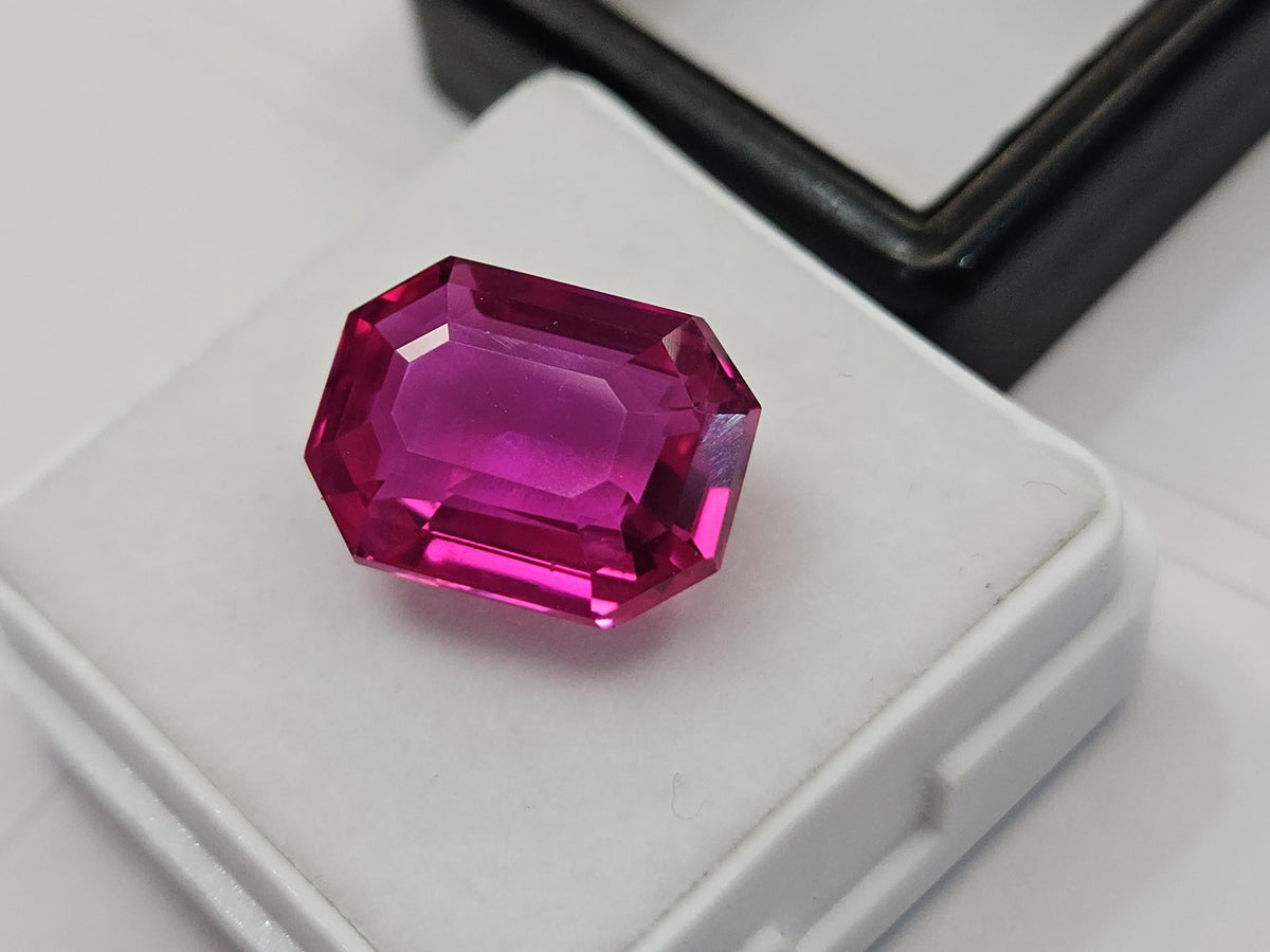 Certified Dark Pink Sapphire Emerald Cut Gemstone, 9-10 Ct Loose Stone for Rings, Pendants